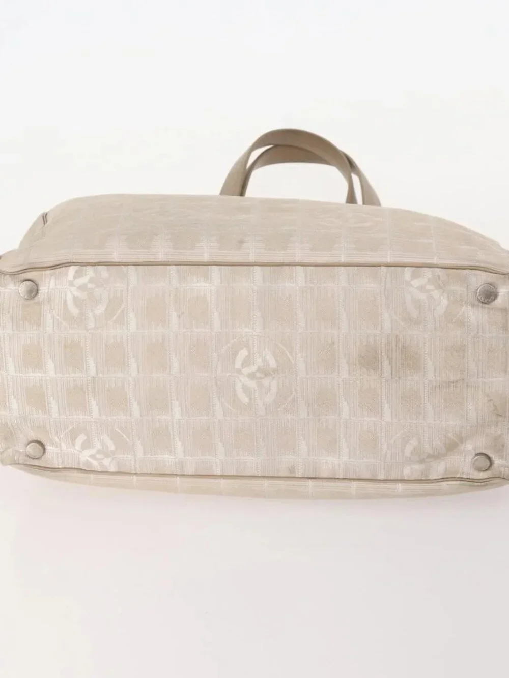 CHANEL New Travel Line Tote Bag Nylon 4 Set Beige CC Auth ti3920